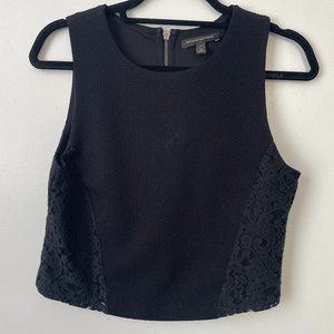 Banana Republic black sleeveless blouse with lace sides petite M